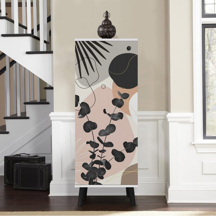 Hanah Home SB 966 Zapatero Organizador Elegante Blanco y Negro 50x135x38cm